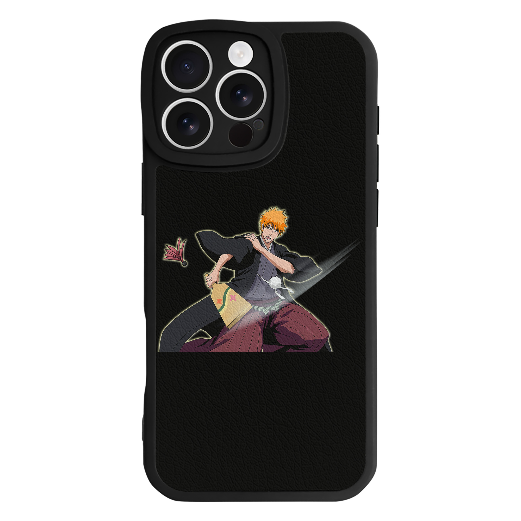 （画像用） ブリーチ 黒崎一護（くろさき いちご）BLEACH Kurosaki Ichigo 【iPhone 16シリーズ対応】シリコンスマホケース（レザー調） 材質：シリコン